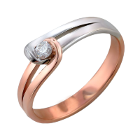 Помолвочное кольцо двухцветное с бриллиантом