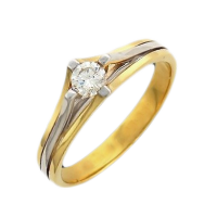 Помолвочное кольцо двухцветное с 1 бриллиантом